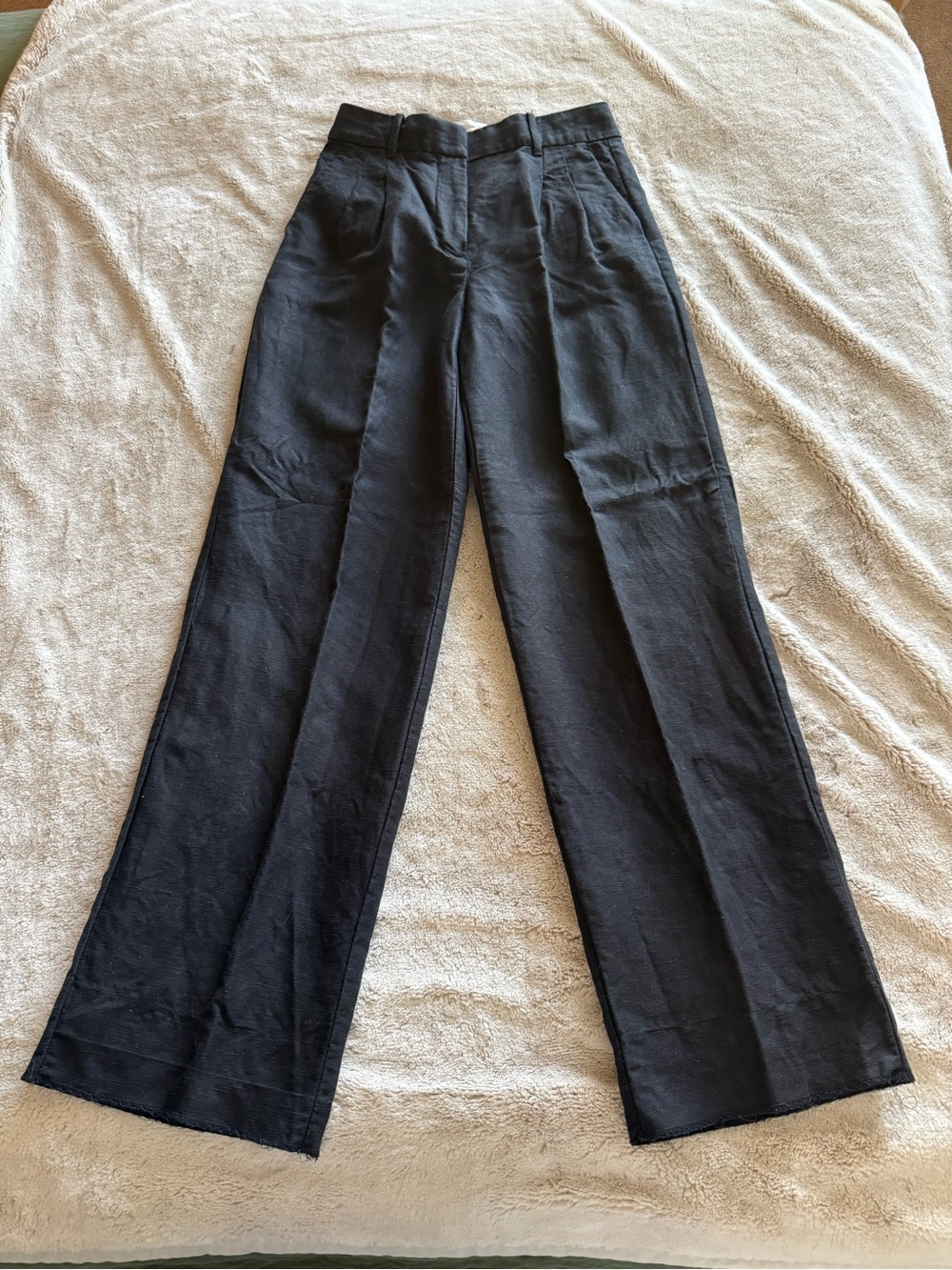 Aritzia Women's High-Waist Wide-Leg linen Pants Black 4